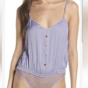 Free People Place For You Bodysuit Size XS in Light Purple Dotted Print